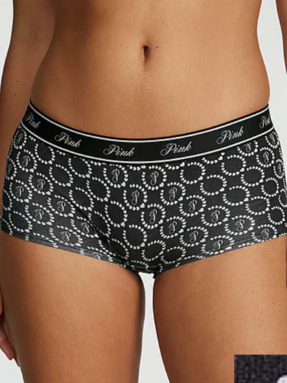 Victoria's Secret Pink Boyshort XXL Logo Cotton Panty wide waistband VS black